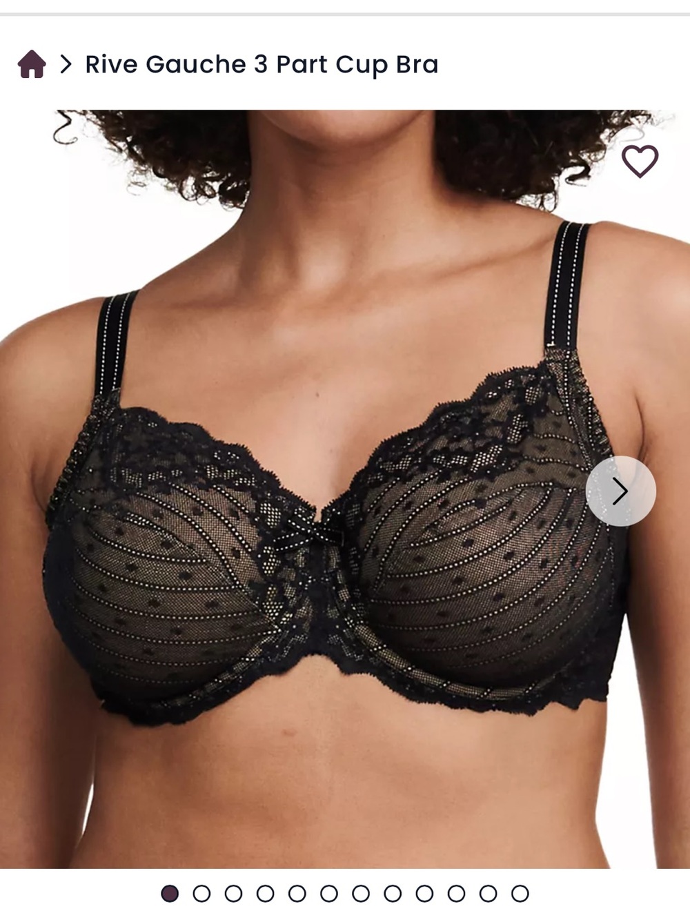 Chantelle Rive Gauche Black Lace Underwire Bra 38E New Without Tags